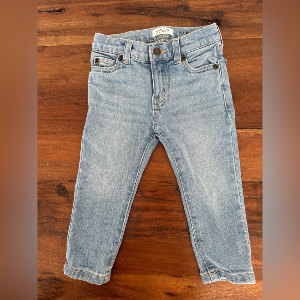Janie & Jack light wash toddler denim, size 12-18 months